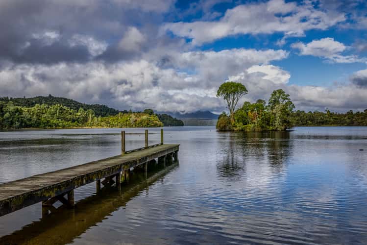 Small Island and Jetty, Lake Tarawera, Rotorua, North Island