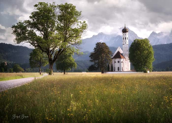 St. Coloman Church with Neuschwanstein, Bavaria