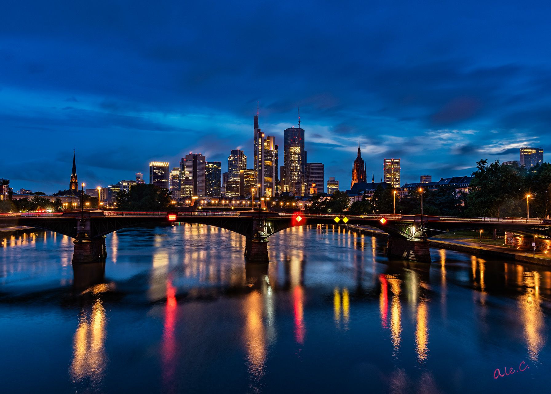 View from the Flößerbrücke, Frankfurt am Main, Germany