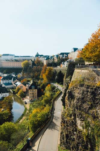 Alzette and city view, Luxemourg City