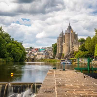 Castle of Josselin from l'Oust, France