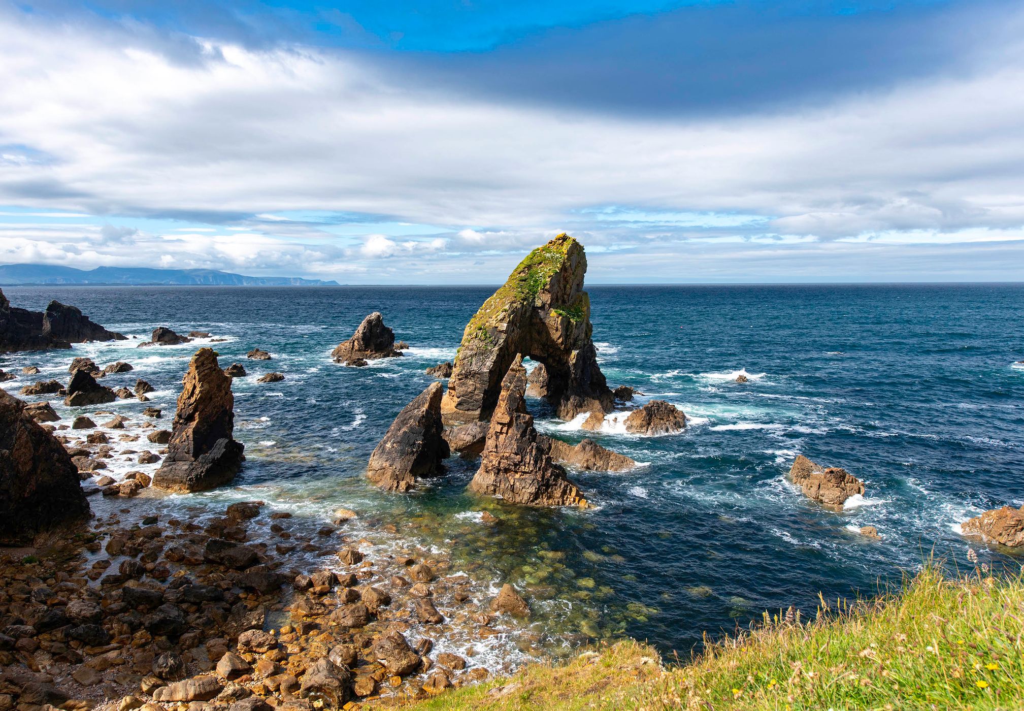 View of Crohy Head Sea Arch from above, Ireland
