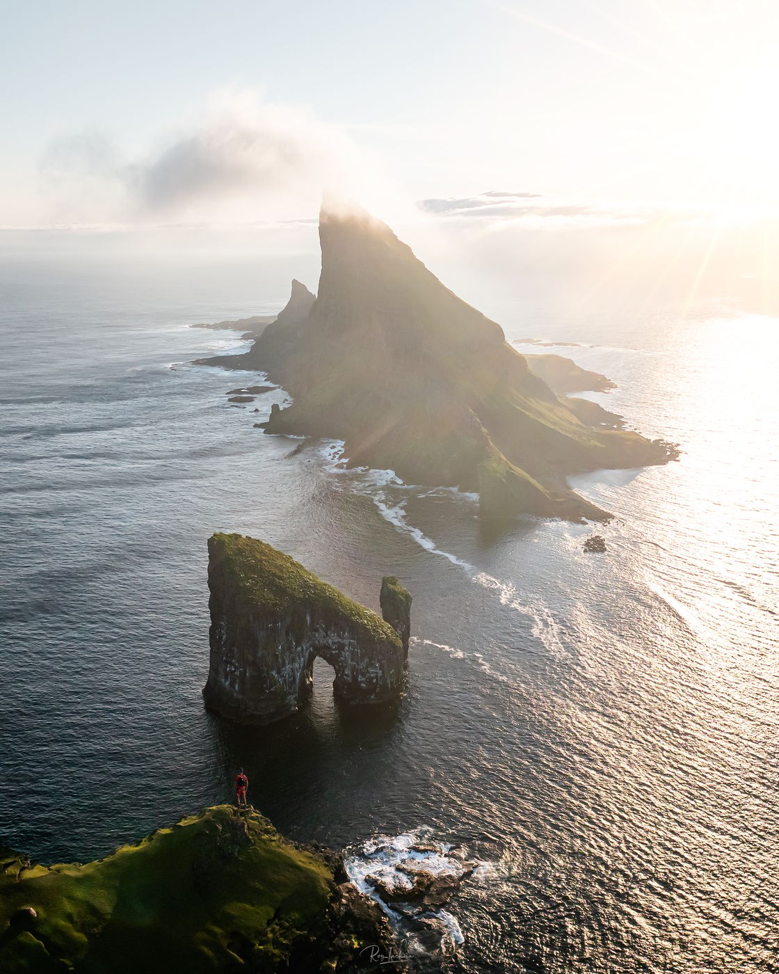 Drone View of Drangarnir, Faroe Islands