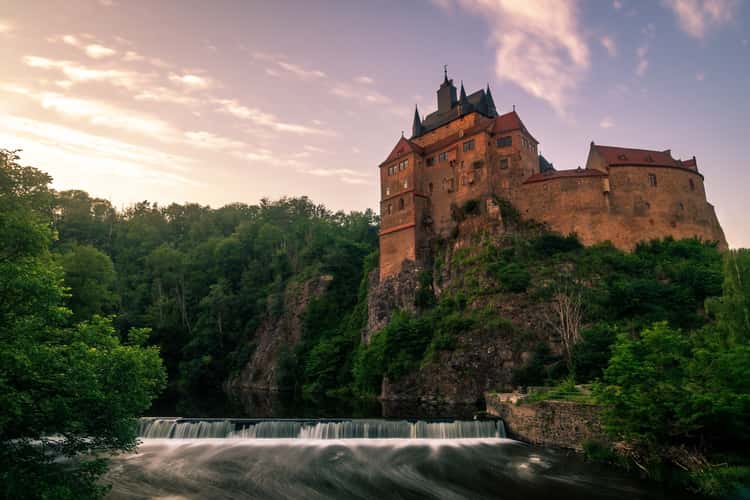 Kriebstein Castle from waterfall