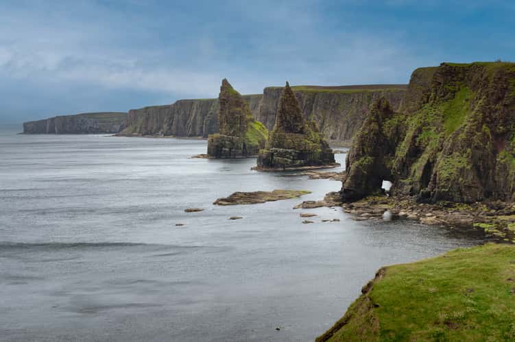 looking north Duncansby Head sea Stacks, Scotland, UK
