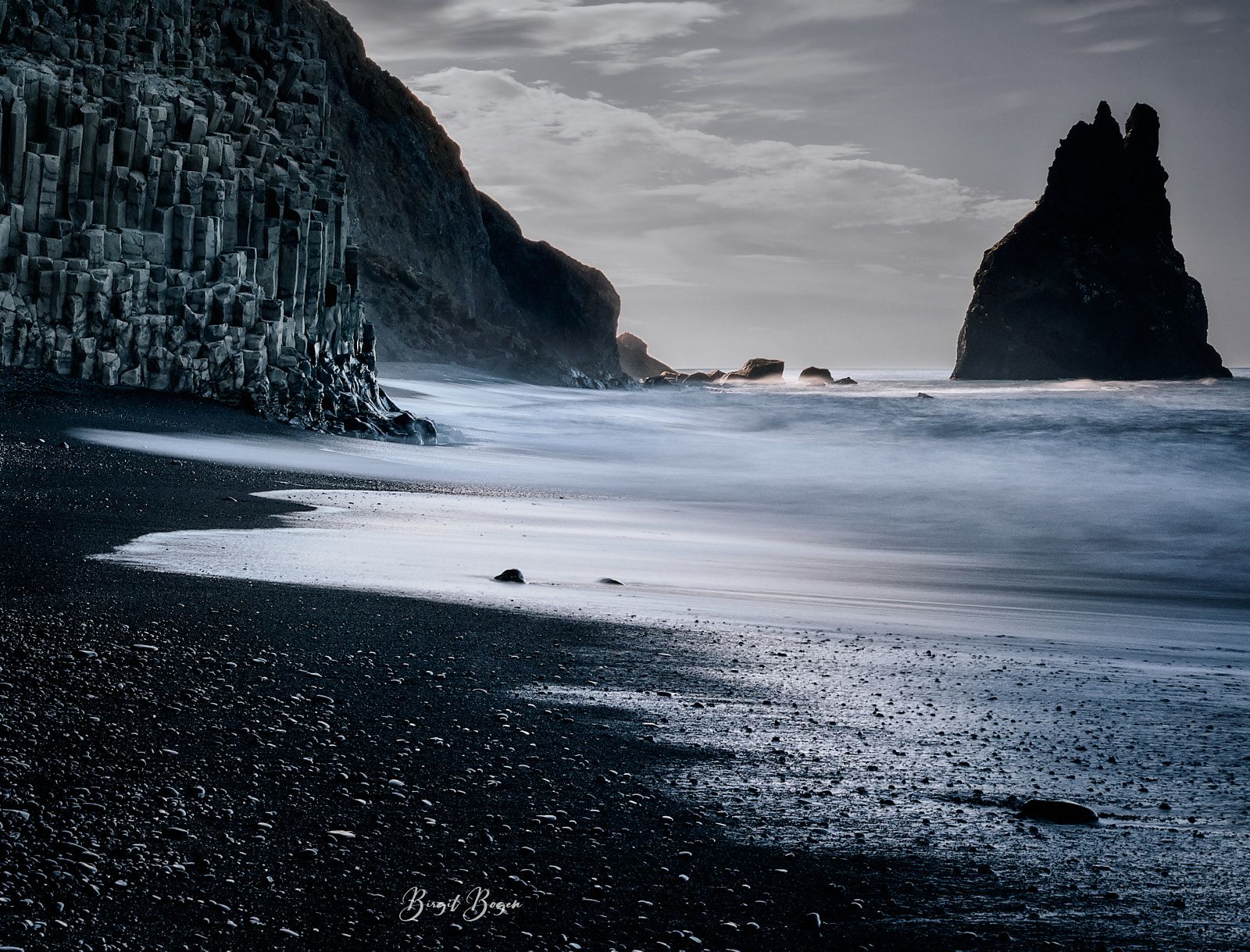 Reynisdrangar, the black basalt sea stacks near Vik, Iceland