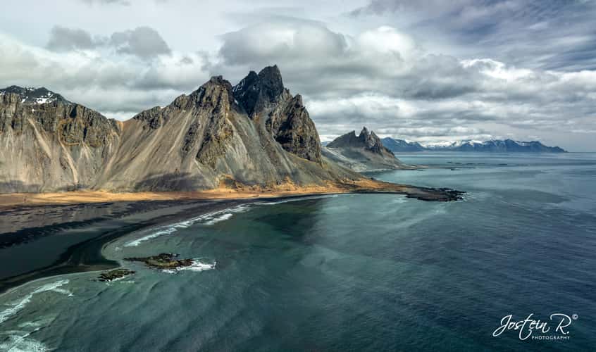 Aerial view over Stokksnes