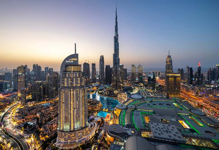 view from above dubai downtown