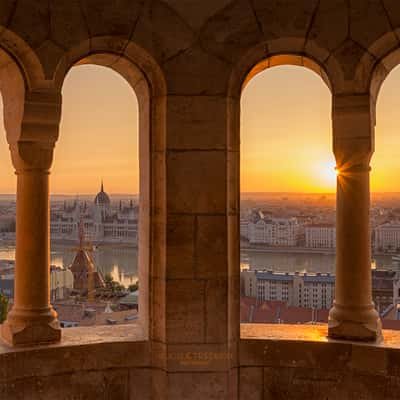 Hungarian Parliament from Fishermens Bastion, Hungary