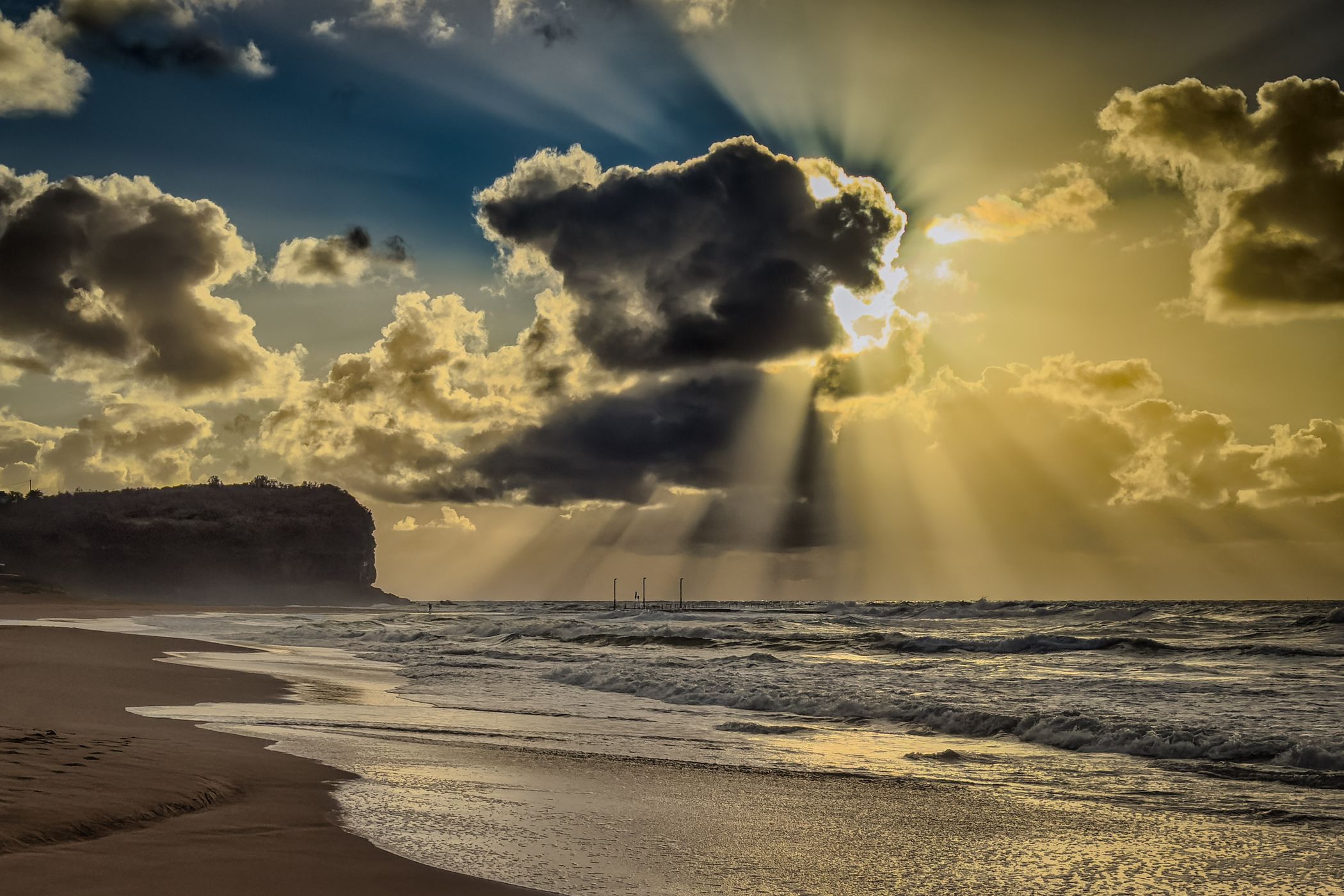 Walking toward the sunrise Mona Vale, Sydney, NSW, Australia