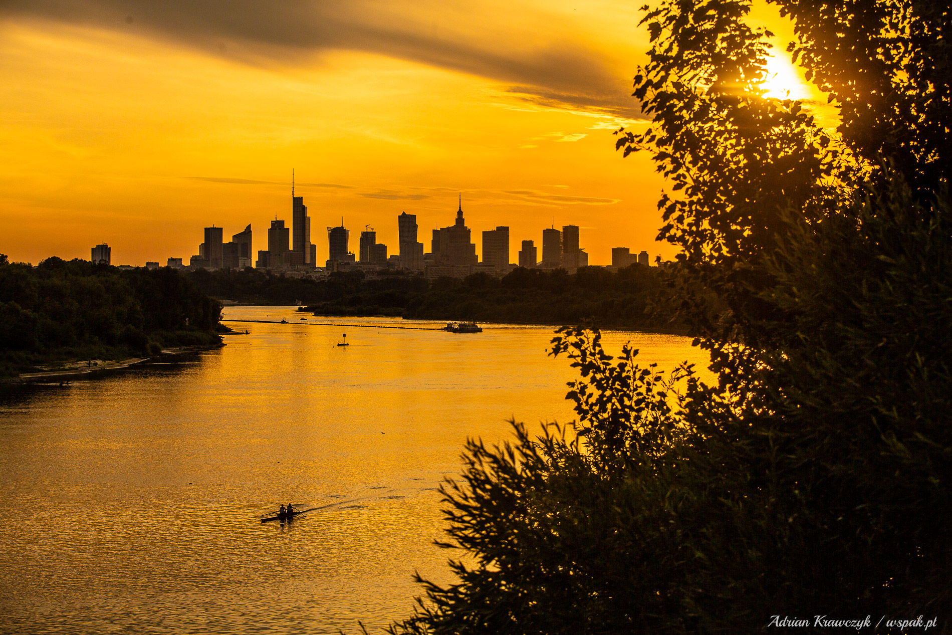 Warsaw panorama from Siekierkowski bridge, Poland