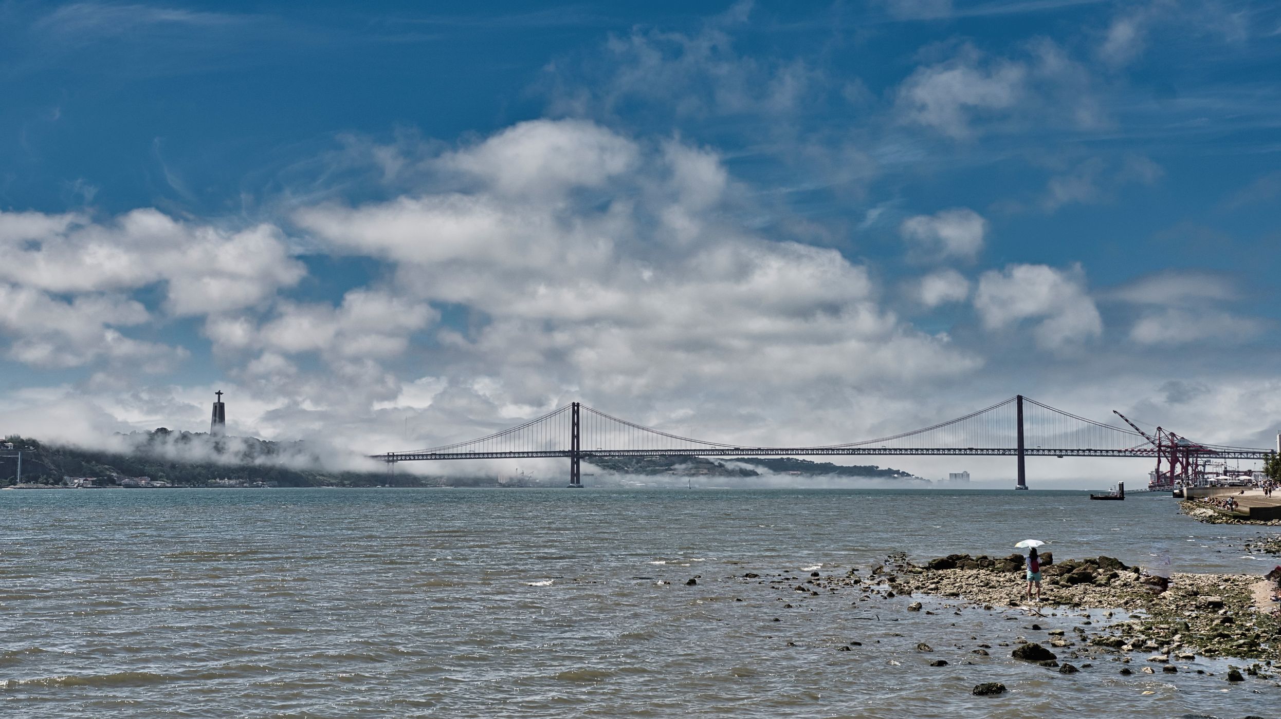 Ponte 25 de Abril from Praça do Comércio, Lisbon, Portugal