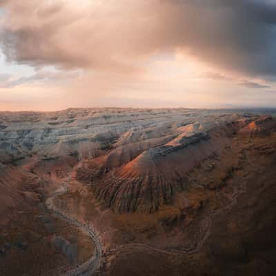 Aktau Mountains, Aerial River View, Kazakhstan