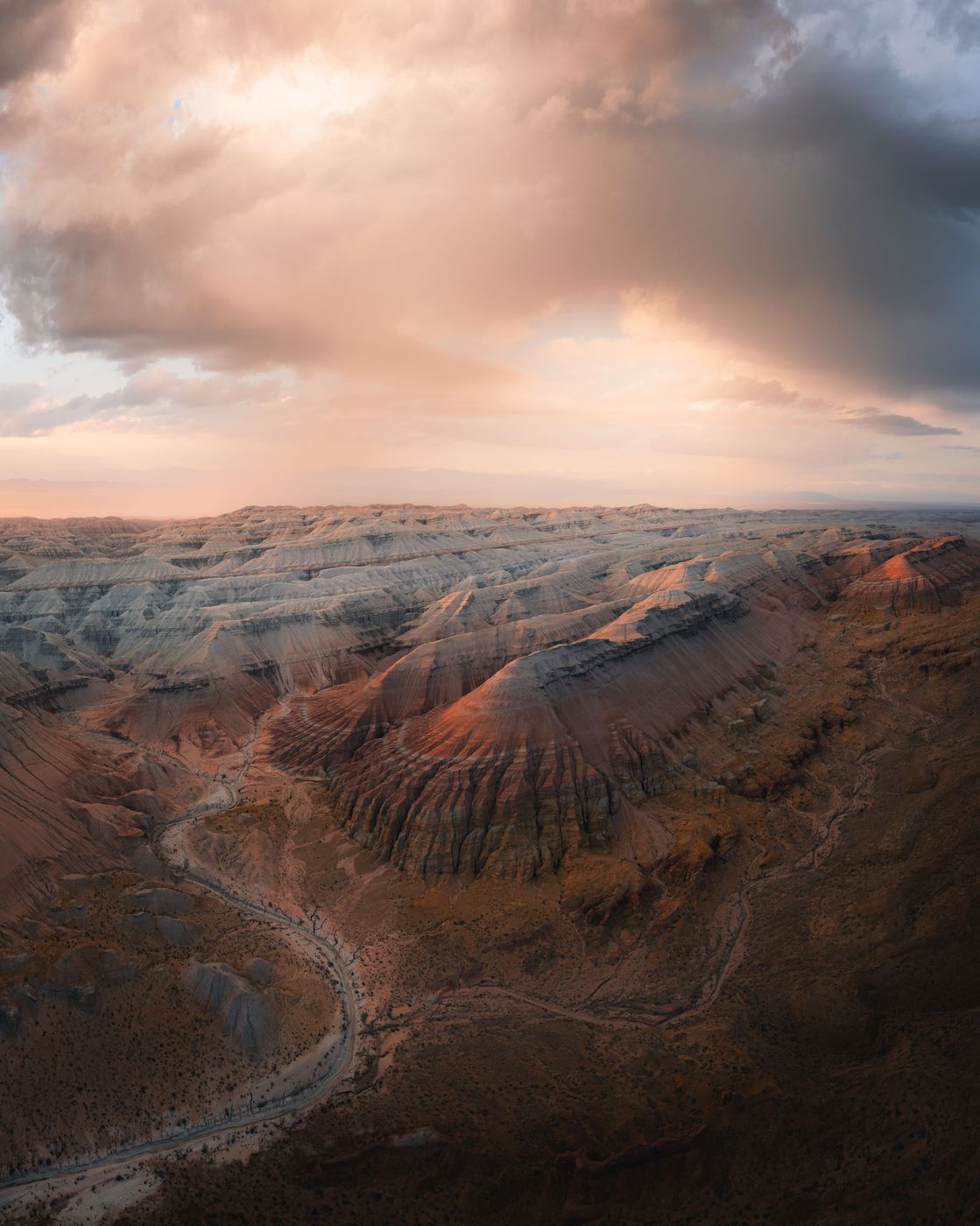 Aktau Mountains, Aerial River View, Kazakhstan