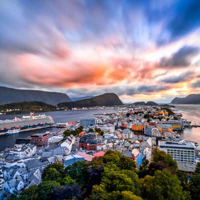 View of Ålesund from Byrampen Utkikkspunkt, Norway