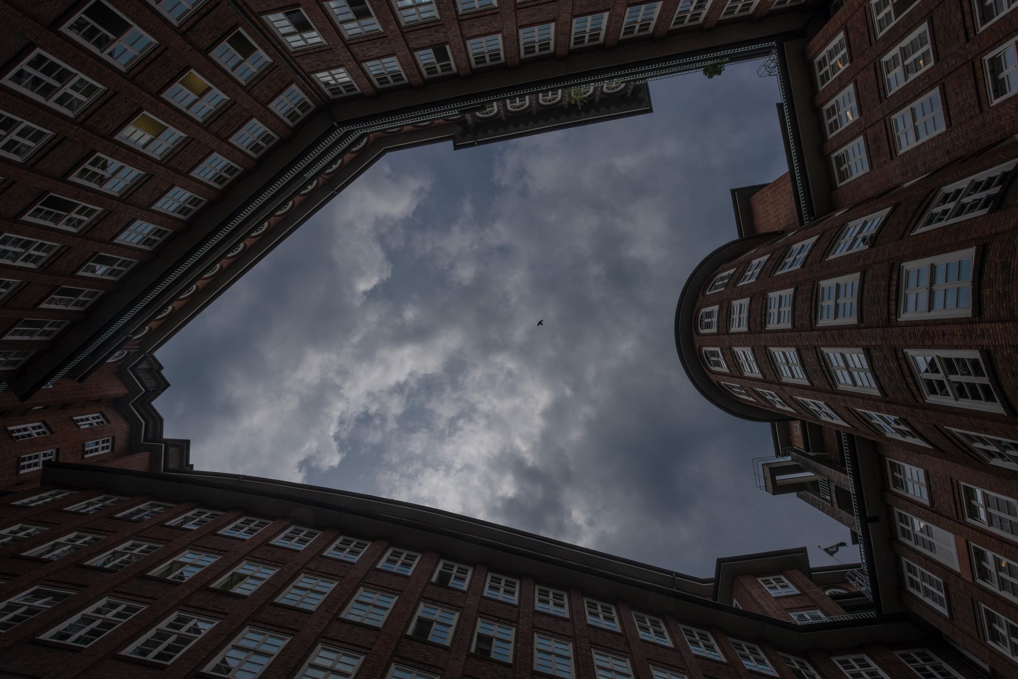 In the courtyard next to the Chilehaus, Hamburg, Germany