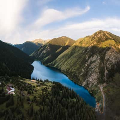 Kolsai Lake, Aerial Overview, Kazakhstan