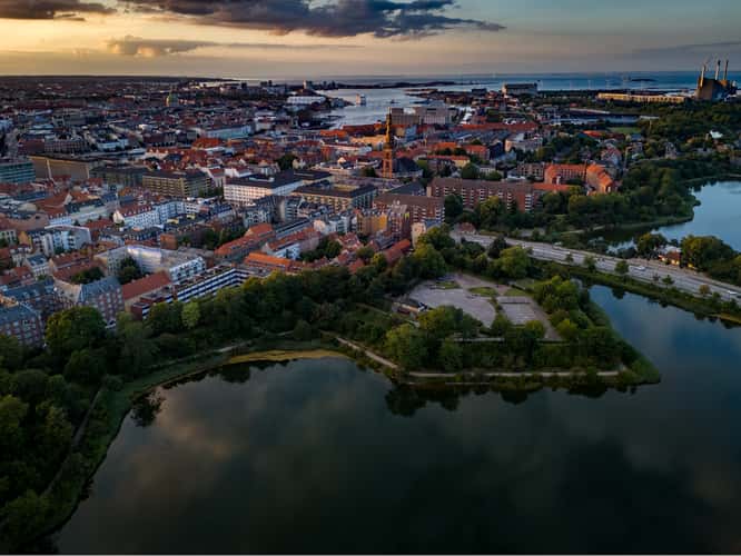 Lake with overview of Christianshavn, Copenhagen