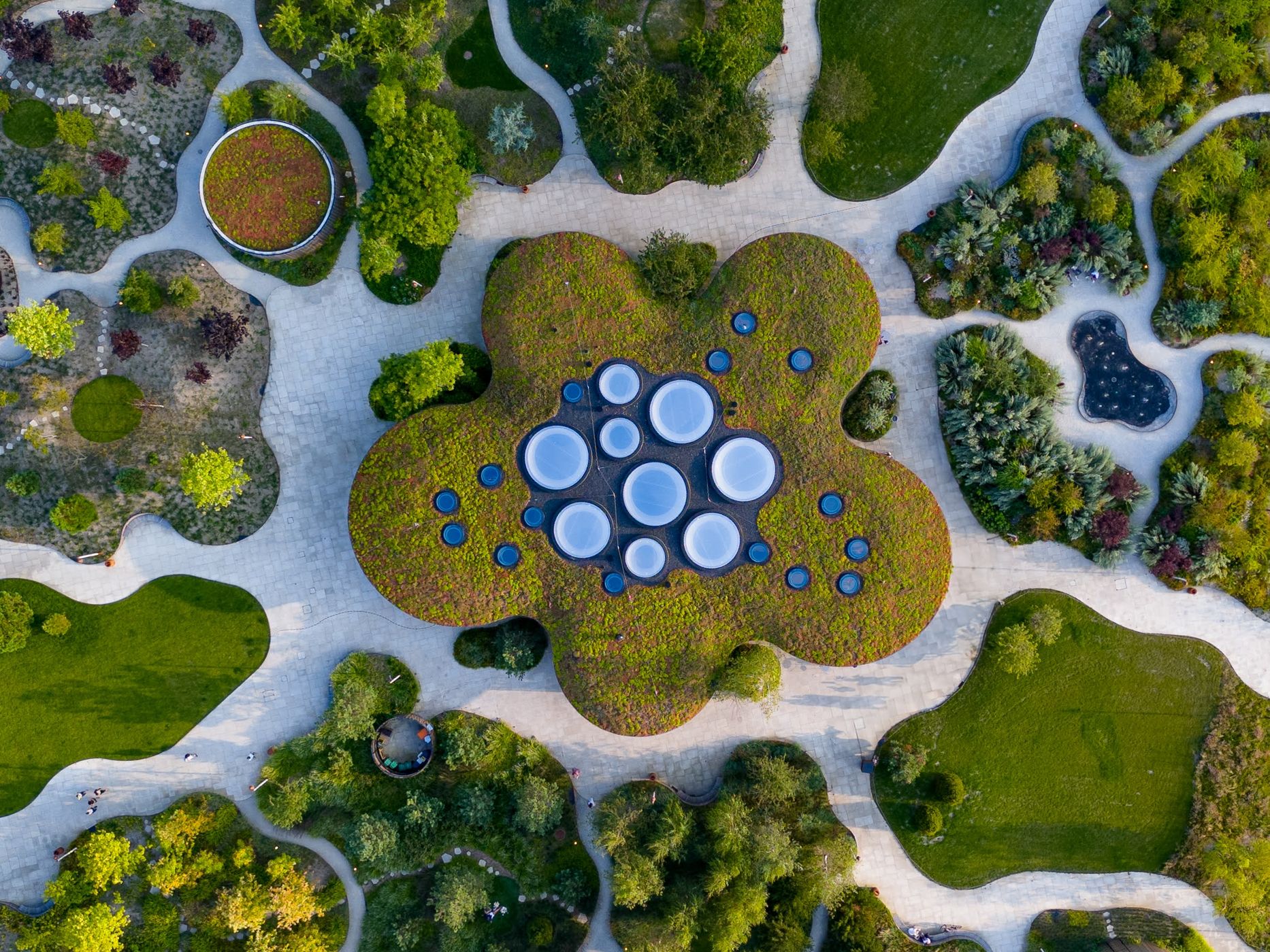 Park above underground parking lot, Copenhagen, Denmark