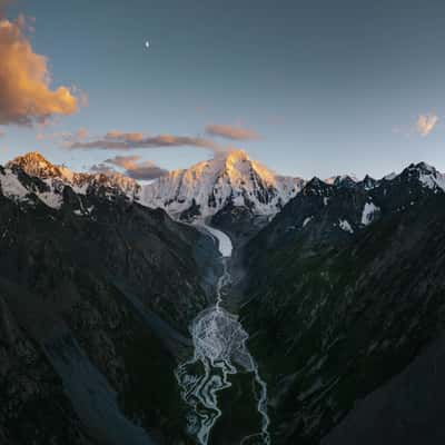 View to Ontor Glacier and Karakol Peak, Kyrgyz Republic