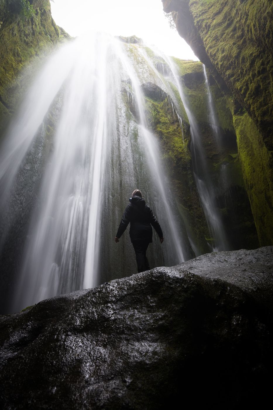 Waterfall inside cave Gljúfrabúi Iceland, Iceland