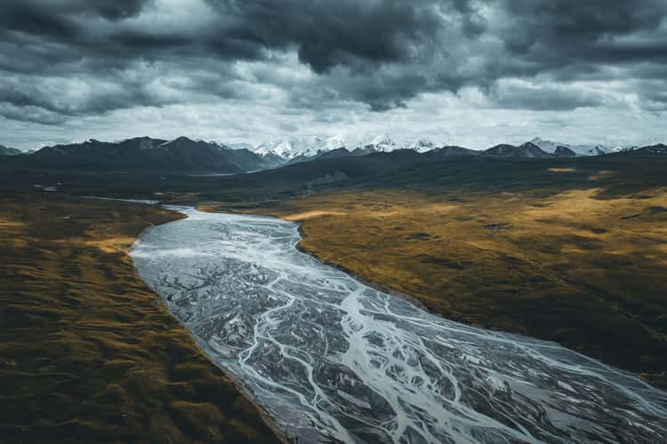 Aksu river in Sary-Jaz region