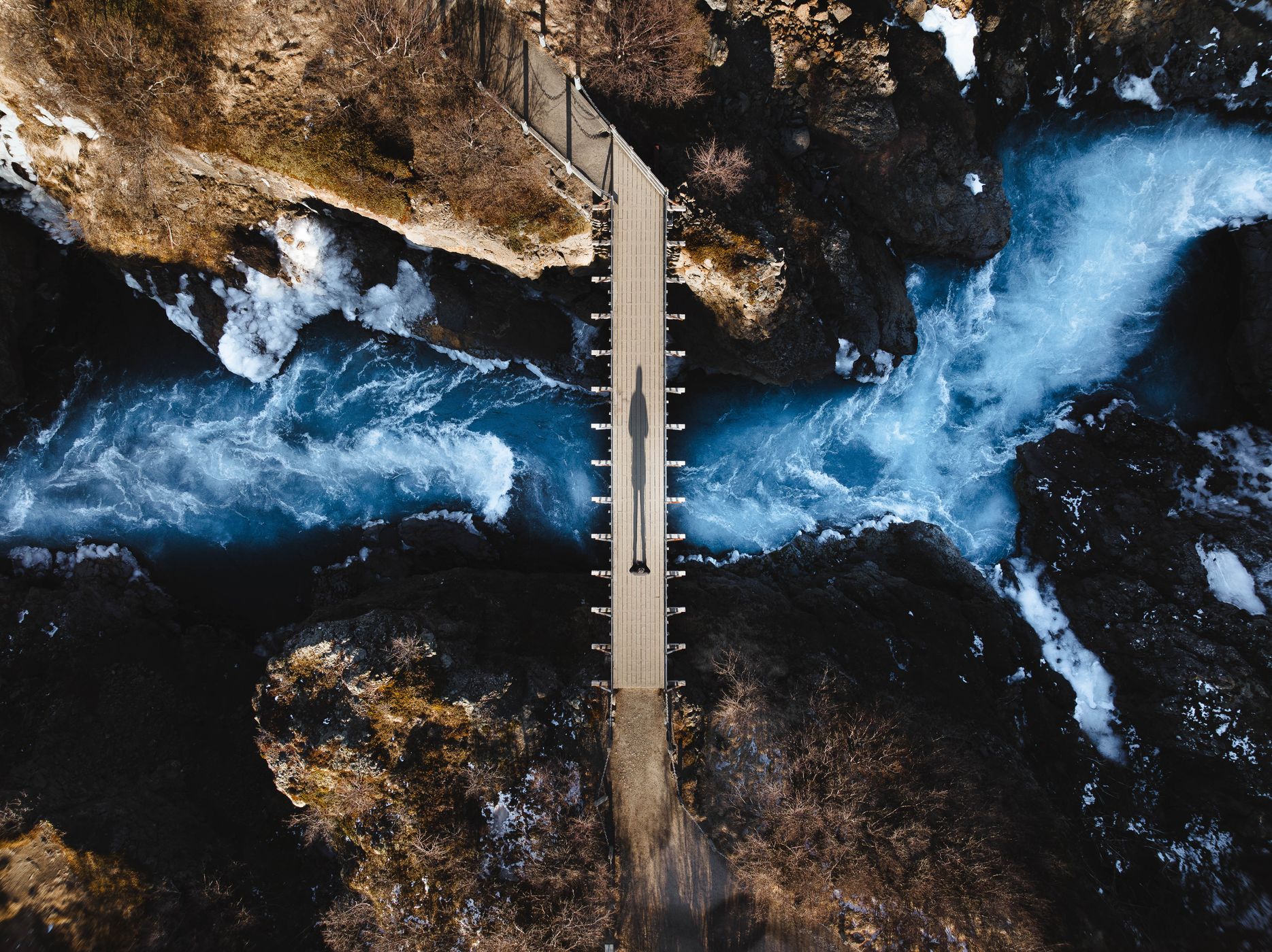 Bridge between Hraunfossar and Barnafoss, Iceland