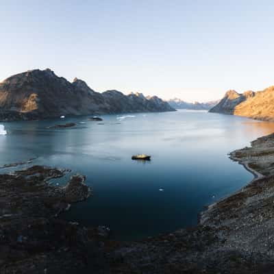 Fjord near Kuummiit, Aerial overview, Greenland