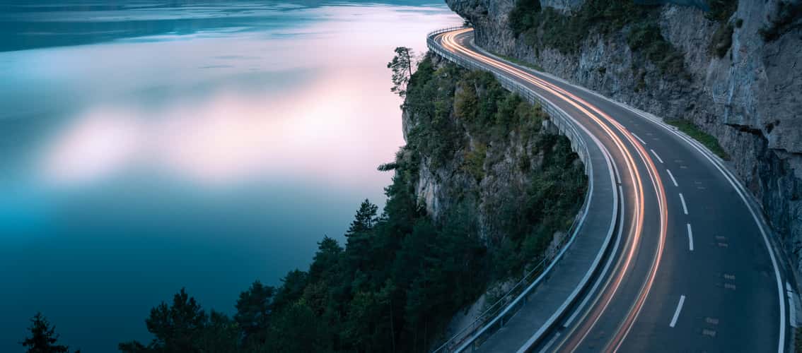 Mountain Road at the Lake Thun