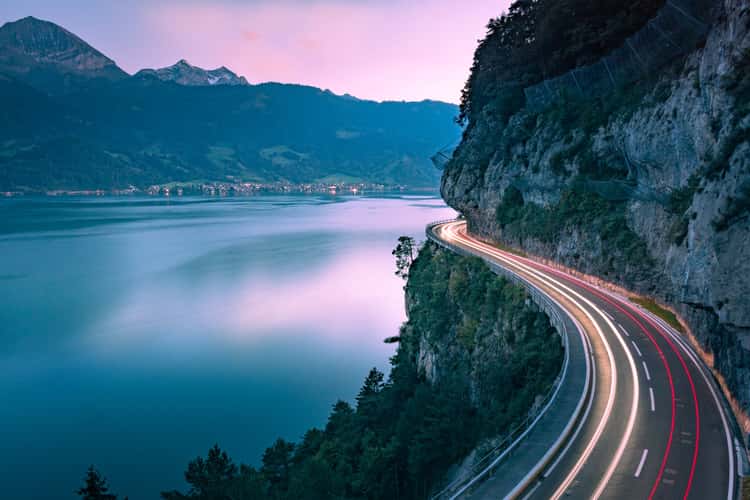 Mountain Road at the Lake Thun