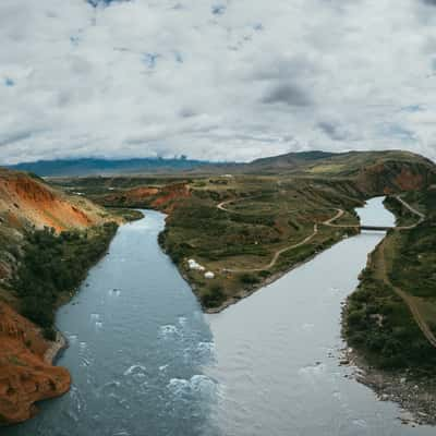 Naryn River Joining from Observation Point, Naryn Region, Kyrgyz Republic