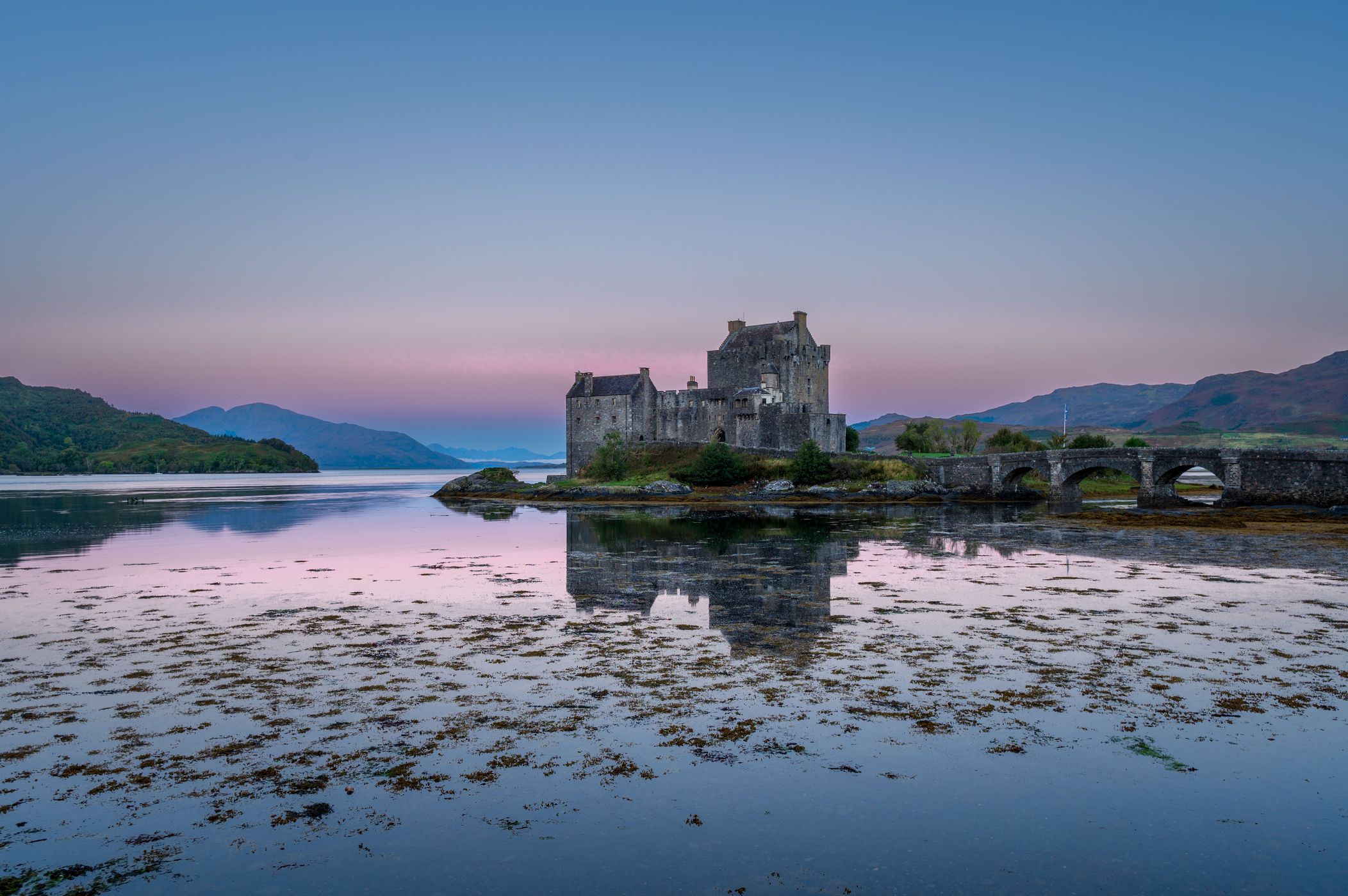 Side view of Eilean Donan Castle, Scotland, United Kingdom