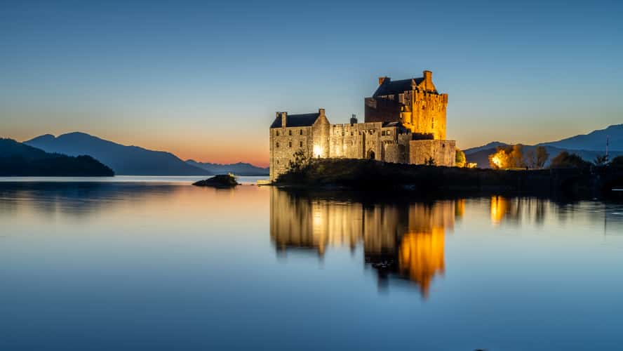 Side view of Eilean Donan Castle, Scotland