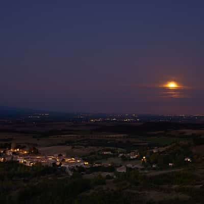 Supermoon with view on Laurac, France