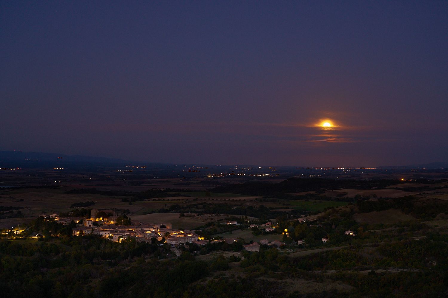 Supermoon with view on Laurac, France