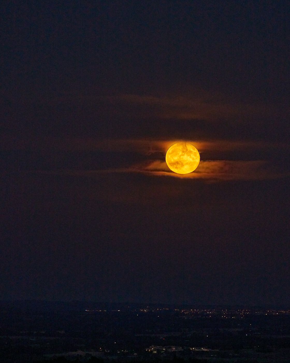 Supermoon with view on Laurac, France