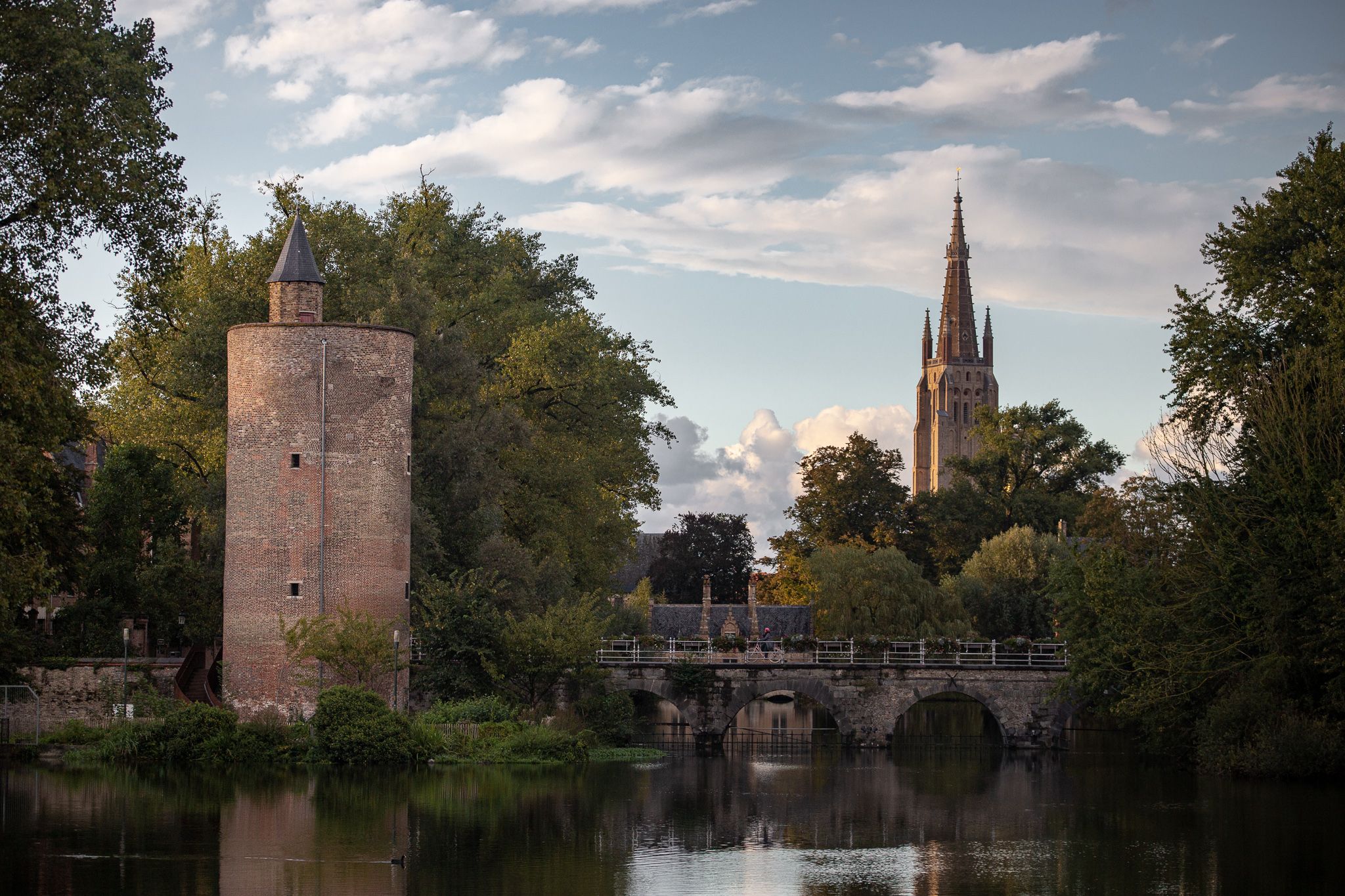 view of Minnewaterbrug froim ringroad, Belgium