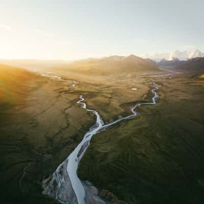 View to Tien-Shan peaks, Sary-Jaz valley, Kyrgyz Republic