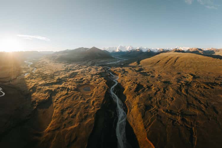 View to Tien-Shan peaks, Sary-Jaz valley