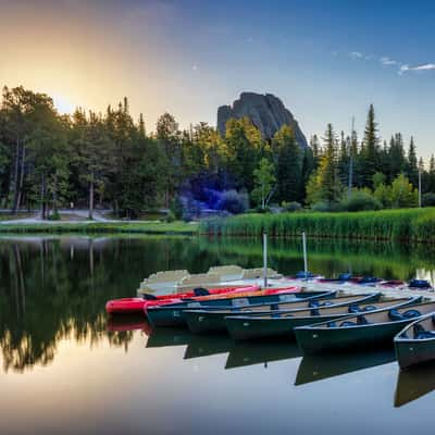 Boats Sylvan Lake, Custer State Park, South Dakota, USA