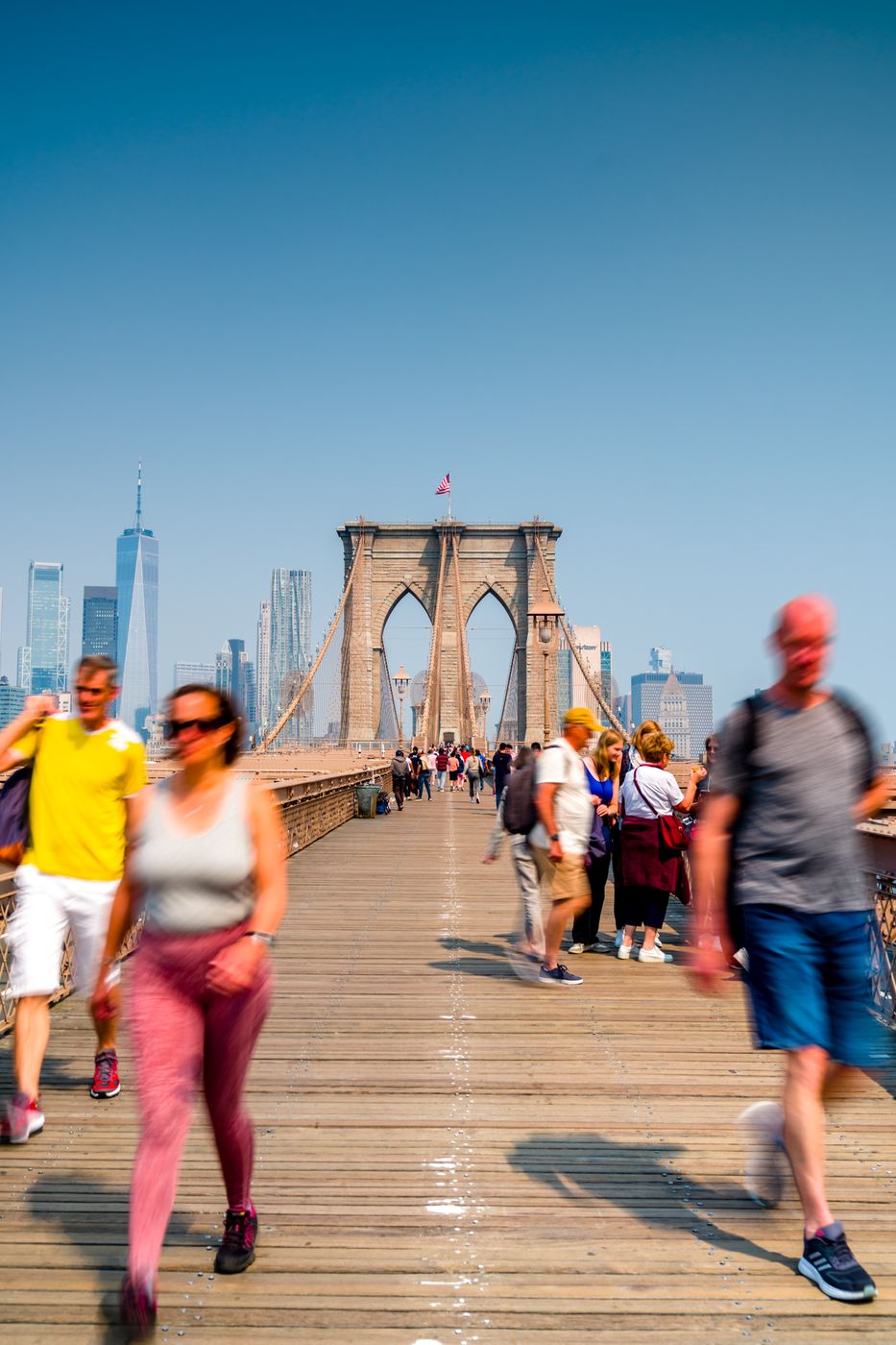 Brooklyn Bridge with Manhattan in the background, USA