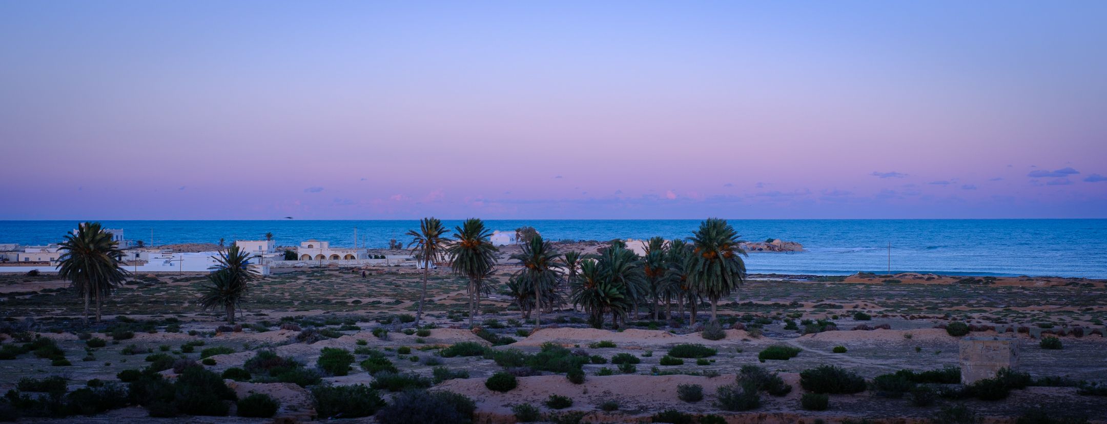 Landscape of houses on the beach, Tunisia