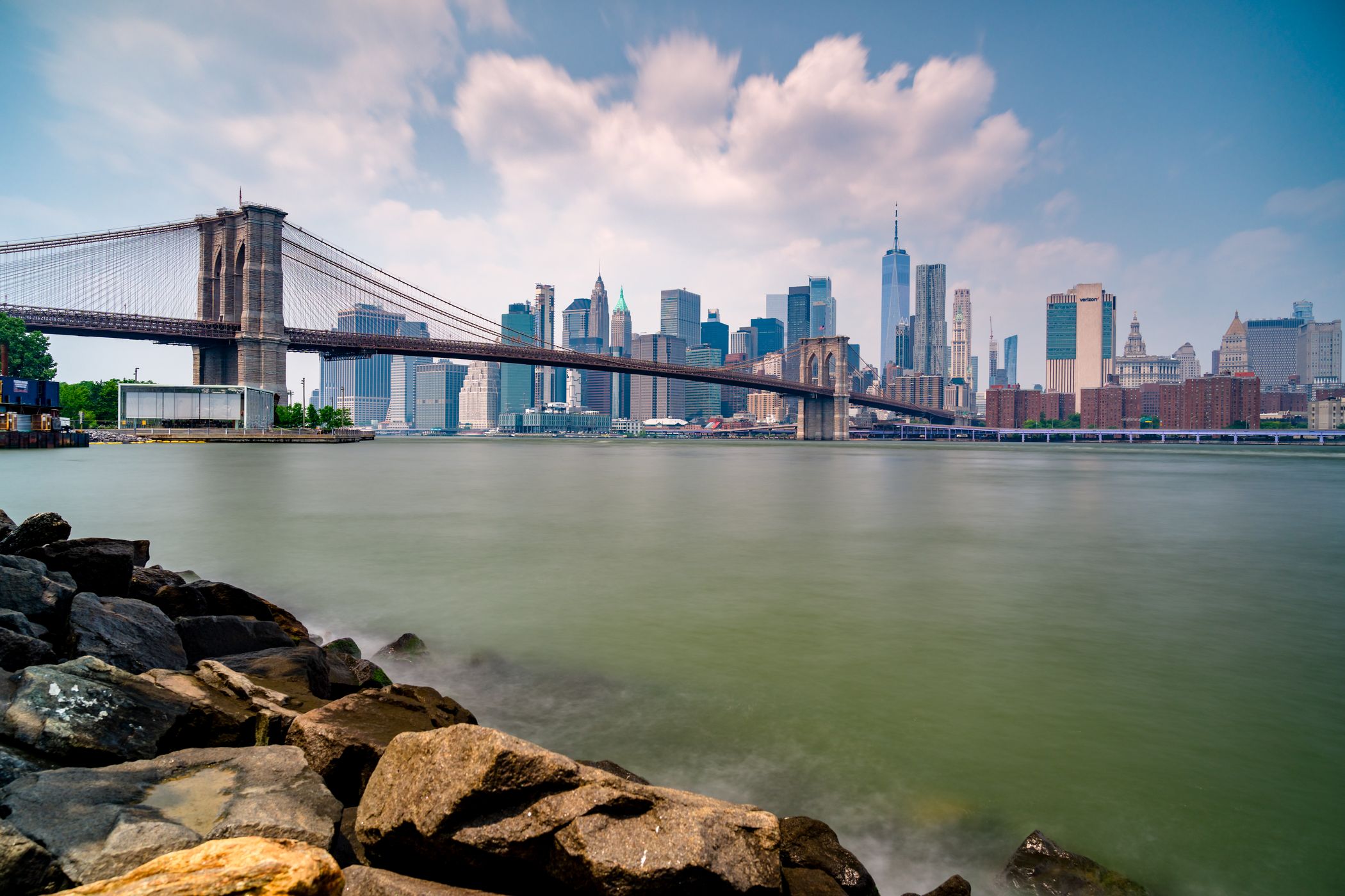 Landscape style cityscape shot of lower Manhattan, USA