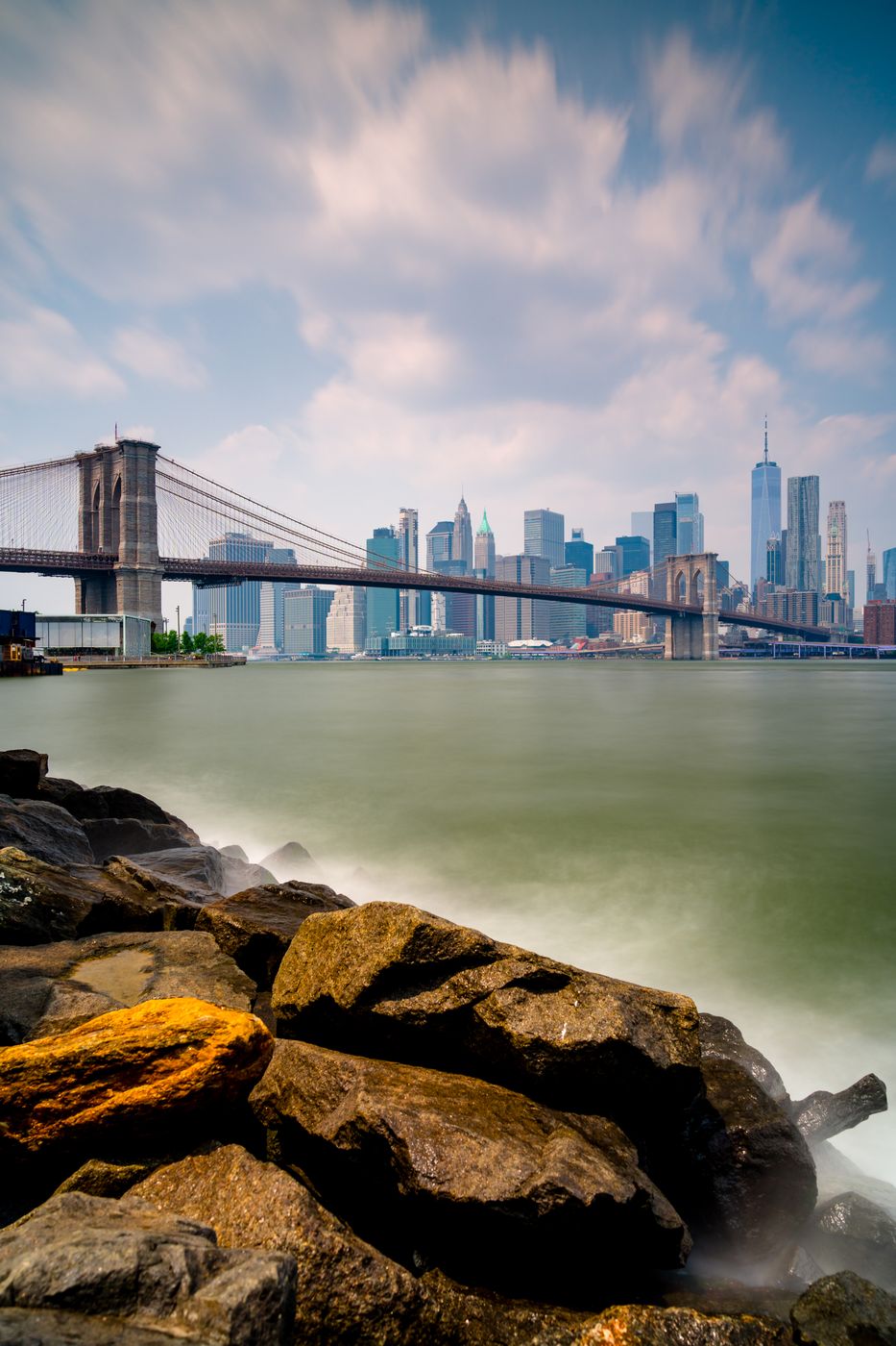 Landscape style cityscape shot of lower Manhattan, USA