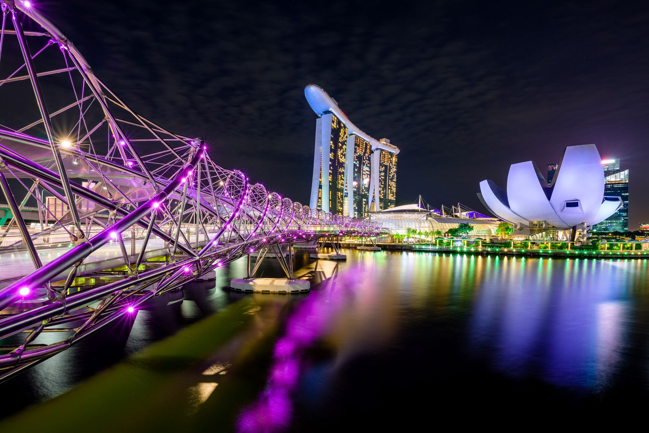 Marina Bay Sands with Helix Bridge, Singapore