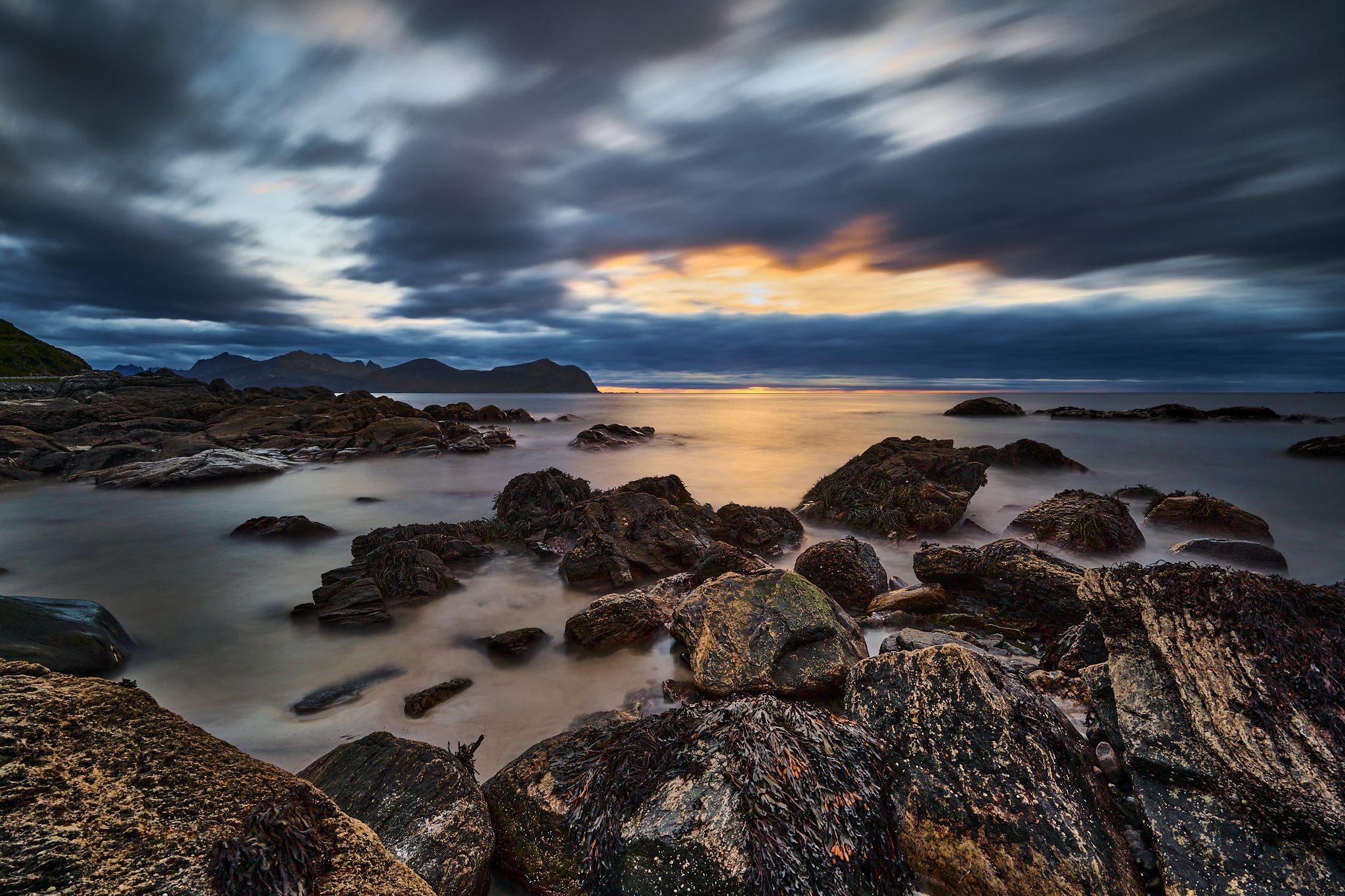 Midnight Sun in Vikten, Lofoten, Norway