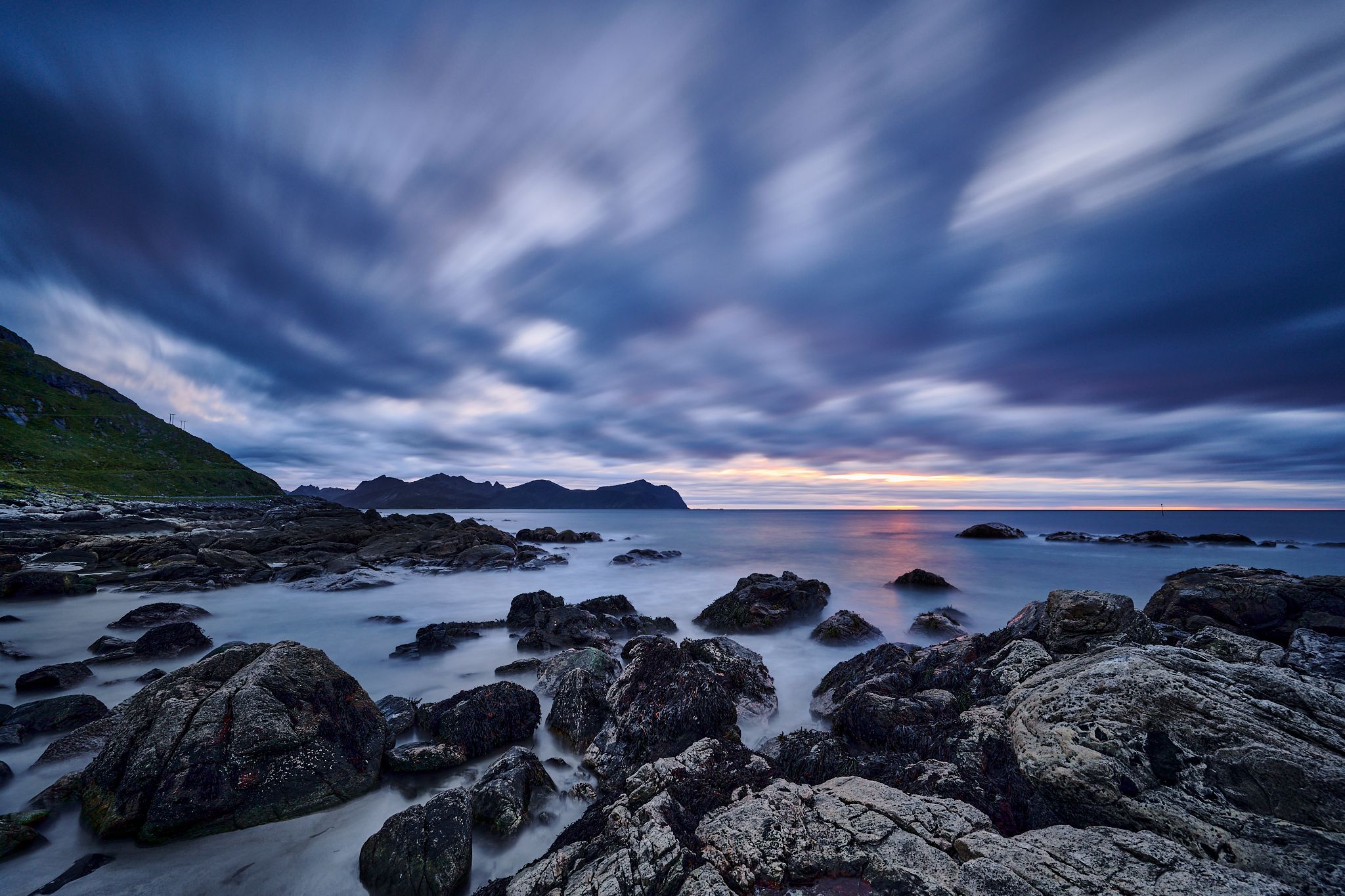 Midnight Sun in Vikten, Lofoten, Norway