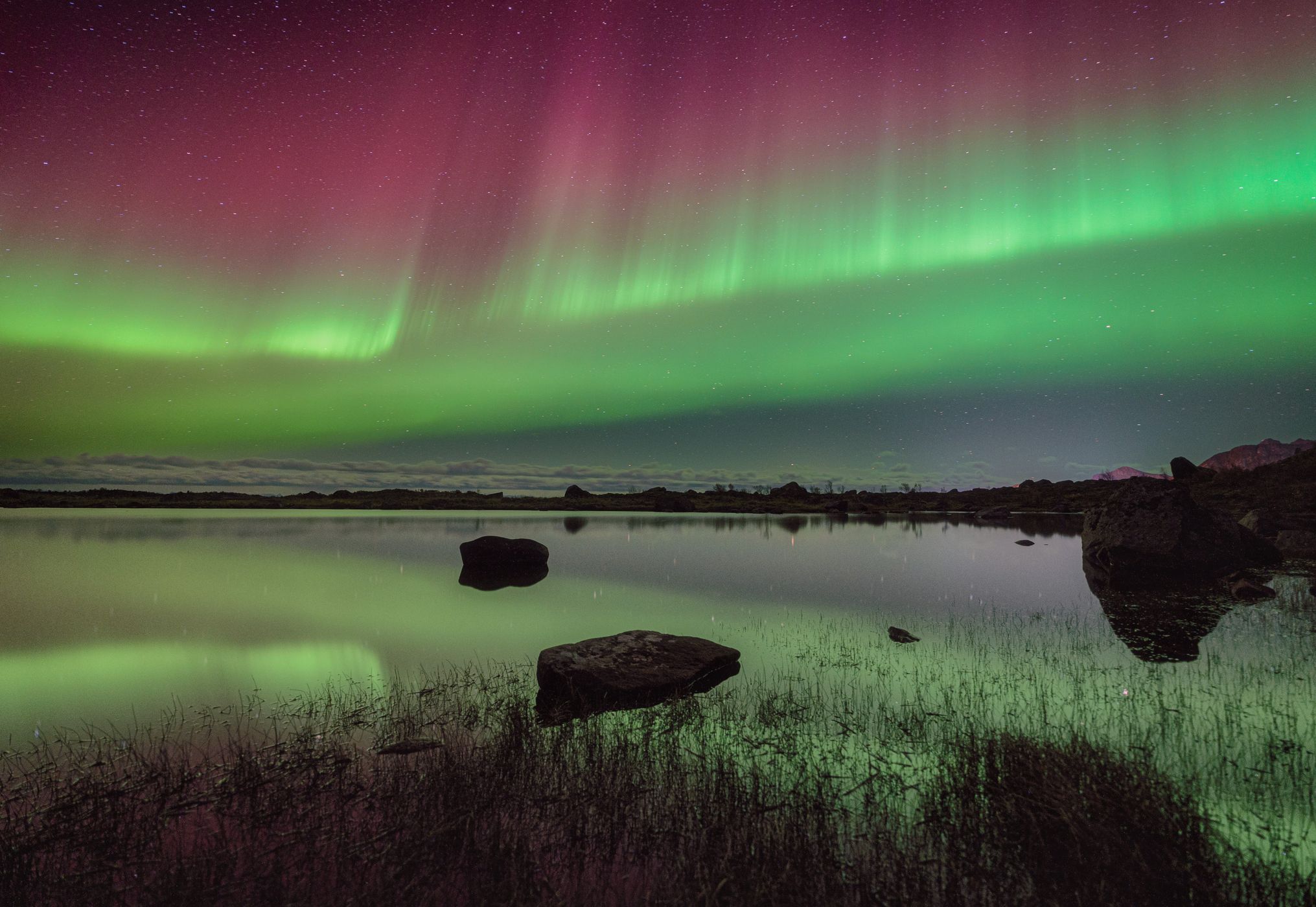 Northern lights over Trolldalen, Lofoten, Norway