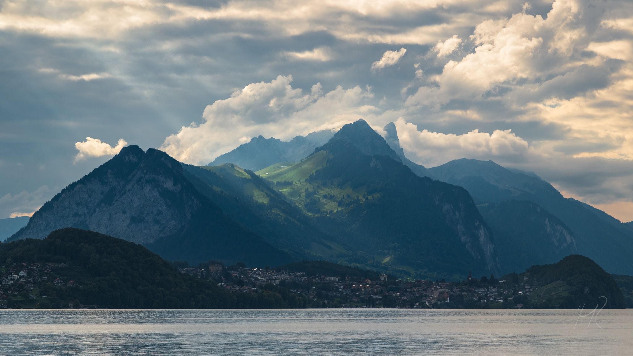 Spiez from across Lake Thun, Switzerland