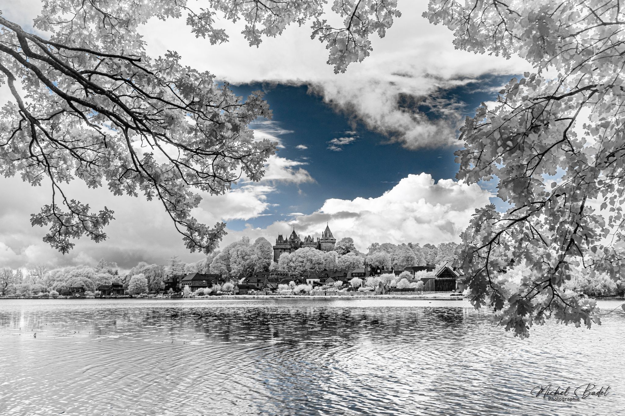 The castle of Combourg and the pond, France